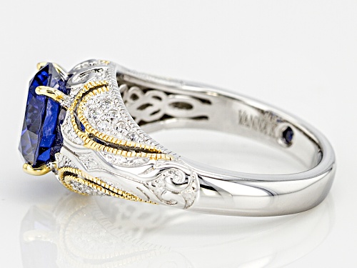 Vanna K™ For Bella Luce®4.45ctw Tanzanite & Diamond Simulants Platineve(R) & Eterno™ Yellow Ring - Size 8