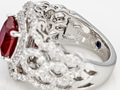 Vanna K ™ For Bella Luce ® 3.79ctw Lab Created Ruby/White Diamond Simulant Platineve® Ring - Size 7