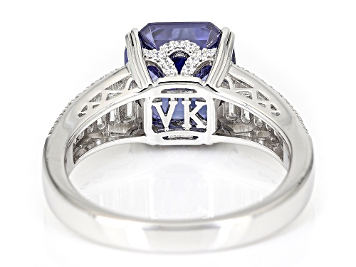 Vanna K™ For Bella Luce® 9.37ctw Tanzanite And White Diamond Simulants Platineve® Asscher Cut Ring - Size 8