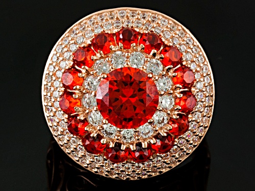 Kolore By Vanna K™ 8.16ctw Orange Sapphire Simulant & White Diamond Simulant Eterno™ Rose Ring - Size 8