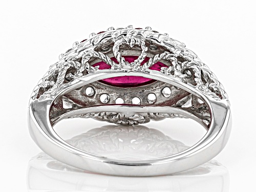 1.88ct Marquise Mahaleo(R) Ruby With .43ctw Round White Topaz Rhodium Over Silver Ring - Size 7
