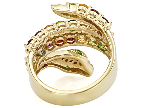3.01ctw Multi Gemstone 18k Yellow Gold Over Sterling Silver Snake Ring - Size 7