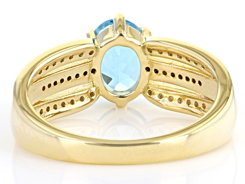 1.36ctw Swiss Blue Topaz, Blue Diamond And White Zircon 18k Yellow Gold Over Sterling Silver Ring - Size 10