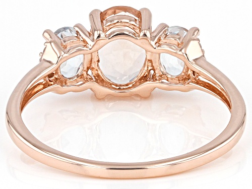 1.48ctw Morganite With Aquamarine And White Zircon 18k Rose Gold Over Sterling Silver Ring - Size 8