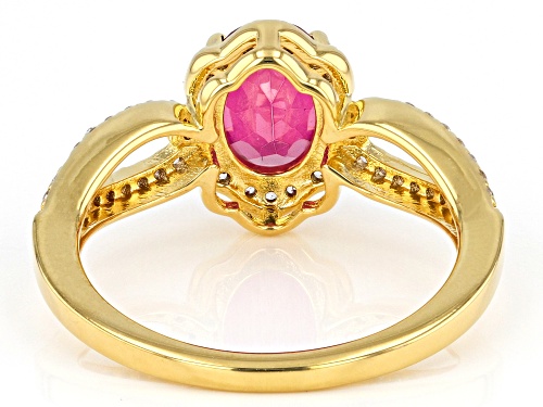 0.81ctw Magenta Petalite With 0.61ctw White Zircon 18k Yellow Gold Over Sterling Silver Ring - Size 7