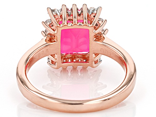 1.07ct Pink Ethiopian Opal With 0.40ctw White Zircon 18k Rose Gold Over Sterling Silver Ring - Size 7