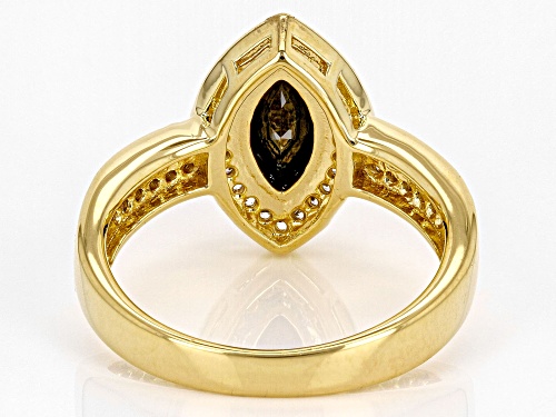 1.08ct Black Spinel With 0.44ctw White Zircon 18k Yellow Gold Over Sterling Silver Ring - Size 10