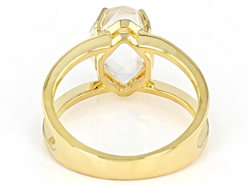 Free-Form White Herkimer Quartz 18k Yellow Gold Over Sterling Silver Ring - Size 8