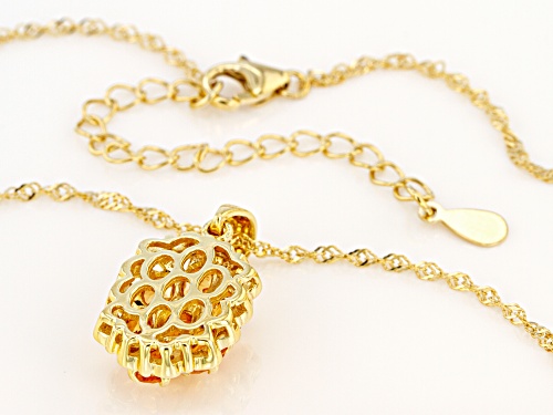 1.73ctw Oval Mandarin Garnet 18K Yellow Gold Over Silver Pendant With Chain