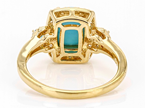 9x7mm Sleeping Beauty Turquoise with .28tw Apatite & White Zircon 18k Yellow Gold Over Silver Ring - Size 8