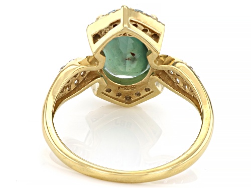 10x8mm Oval Aquaprase® With 0.42ctw White Zircon 18k Gold Over Sterling Silver Ring - Size 9