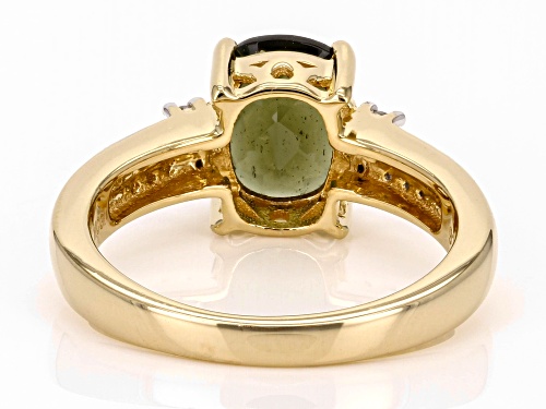 1.62ct Moldavite With 0.20ctw White Zircon 18k Yellow Gold Over Sterling Silver Ring - Size 10