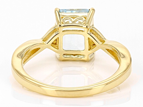 2.52ct Emerald Cut Glacier Topaz™, 0.01ctw Blue Diamond 18k Yellow Gold Over Sterling Silver Ring - Size 8