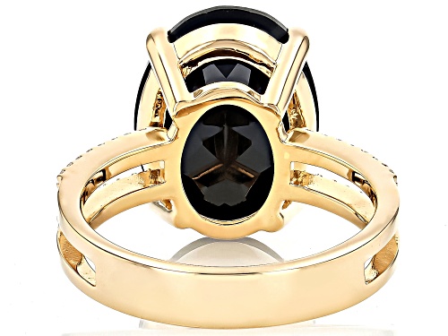 9.66ct Black Spinel with 0.24ctw White Zircon 18k Yellow Gold over Sterling Silver Ring - Size 6