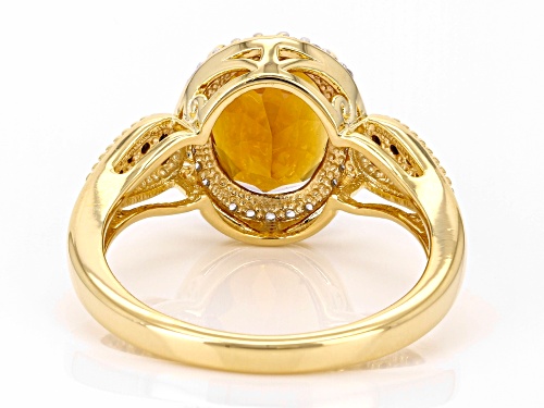 1.96ct Madeira Citirine, 0.08ctw Diamond, 0.09ctw White Zircon 18k Yellow Gold Over Silver Ring - Size 6
