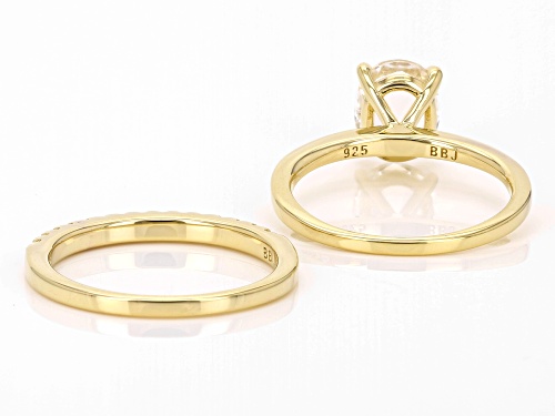 2.05ctw Lab Created White Sapphire 18k Yellow Gold Over Sterling Silver Ring Set - Size 10