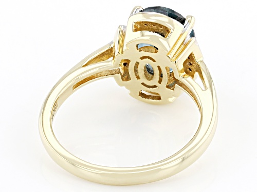 2.79ct Lab Teal Spinel With 0.16ctw White Zircon 18k Yellow Gold Over Sterling Silver Ring - Size 9