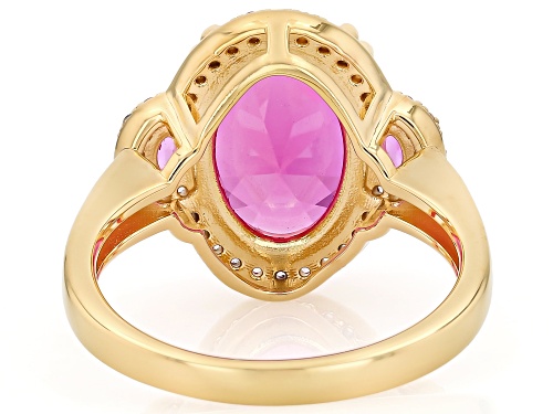 9.53ctw Lab Pink Sapphire With 0.16ctw Lab White Sapphire 18k Yellow Gold Over Sterling Silver Ring - Size 10