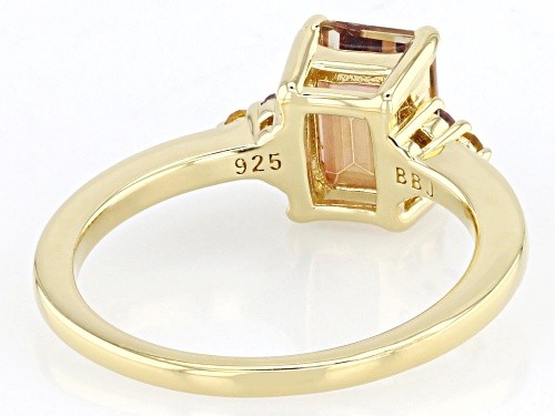 1.28ct Red Labradorite, 0.05ctw Amethyst, 0.03ctw Citirine 18k Gold Over Sterling Silver Ring - Size 10