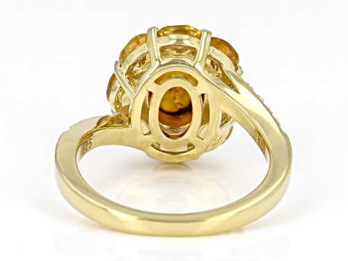 0.78ct Amber & 1.26ctw Citrine With 0.20ctw White Zircon 18k Yellow Gold Over Sterling Silver Ring - Size 9