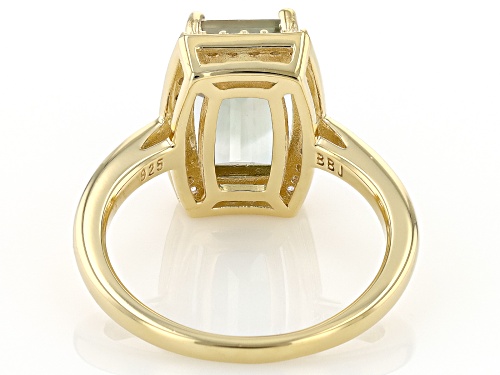 3.50ct Prasiolite With 0.36ctw White Zircon 18k Yellow Gold Over Sterling Silver Ring - Size 8