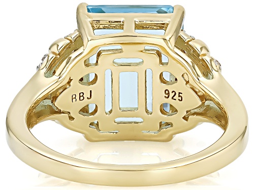 6.40ct Sky Blue Topaz With 0.19ctw White Zircon 18k Yellow Gold Over Sterling Silver Ring - Size 6