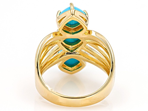 6mm Sleeping Beauty Turquoise 18k Yellow Gold Over Sterling Silver Ring - Size 7