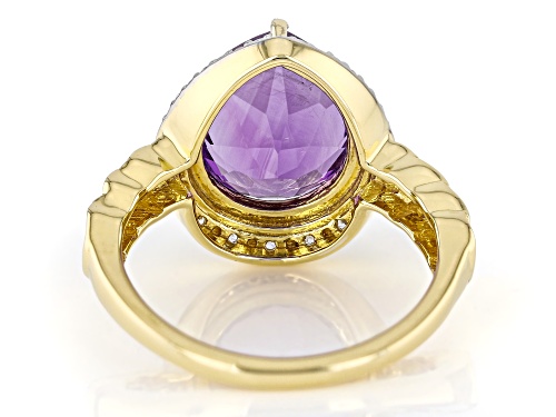 2.48ct African Amethyst With 0.11ctw White Zircon 18k Yellow Gold Over Sterling Silver Ring - Size 6