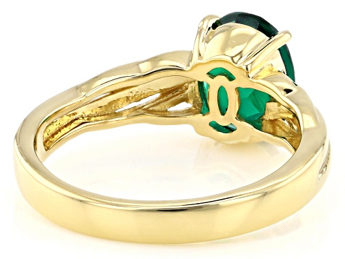 1.44ct Oval Lab Created Emerald 18k Yellow Gold Over Sterling Silver Ring - Size 10