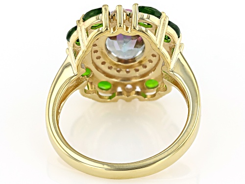 2.36ctw Multi-Color Quartz, Chrome Diopside, White Zircon 18k Yellow Gold Over Sterling Silver Ring - Size 8