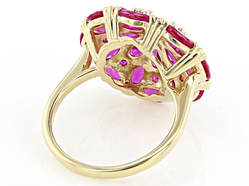 4.04ctw Mixed Shape Lab Created Ruby 18k Yellow Gold Over Sterling Silver Ring - Size 9