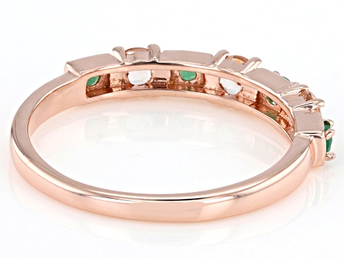 0.30ctw Peach Morganite With 0.14ctw Emerald 18k Rose Gold Over Sterling Silver Ring - Size 8