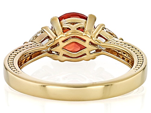 2.47ctw Lab Sunset Sapphire With Lab White Sapphire, Moissanite 18k Yellow Gold Over Silver Ring - Size 8
