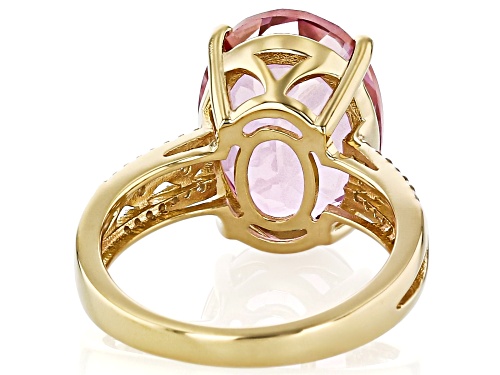 9.78ct Pink Topaz With 0.21ctw White Zircon 18k Yellow Gold Over Sterling Silver Ring - Size 9