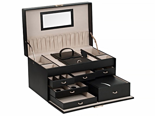 Heritage Large Jewelry Box in Black By Wolf
