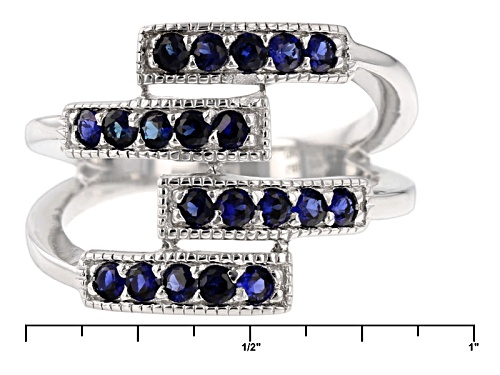 .76ctw Round Lab Created Blue Sapphire Sterling Silver Band Ring - Size 7