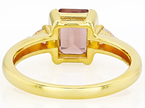 2.25ct Blush Zircon with 0.15ctw Moissanite 18K Yellow Gold Over Sterling Silver Ring - Size 10