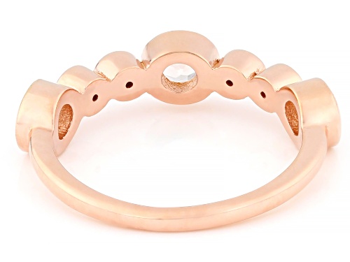 0.59ctw Round Peach Morganite With 0.14ctw Zambian Emerald 18k Rose Gold Over Silver Ring - Size 10