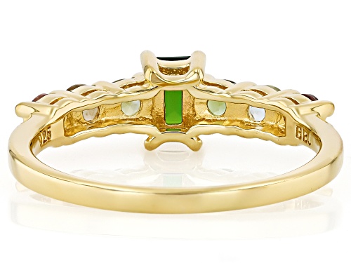 0.26ct Chrome Diopside With 0.76ctw Multi Tourmaline 18k Yellow Gold Over Sterling Silver Ring - Size 8