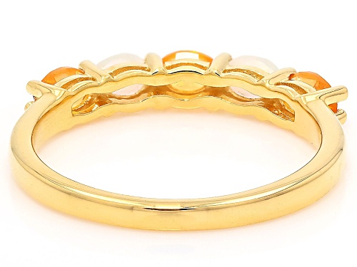 0.20ctw Ethiopian Opal With 0.29ctw Fire Opal 18k Yellow Gold Over Sterling Silver Band Ring - Size 9
