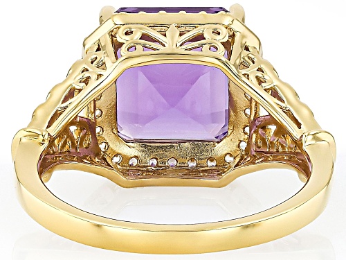 3.60ct Canela Amethyst With 0.36ctw White Zircon 18k Yellow Gold Over Sterling Silver Ring - Size 8