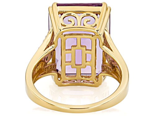 12.60ct Canela Amethyst with 0.28ctw Prazana® Lab-Grown Diamond & Zircon 18k Gold Over Silver Ring - Size 8