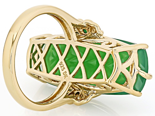 14.69ctw Green Onyx 18k Yellow Gold Over Sterling Silver Ring - Size 8