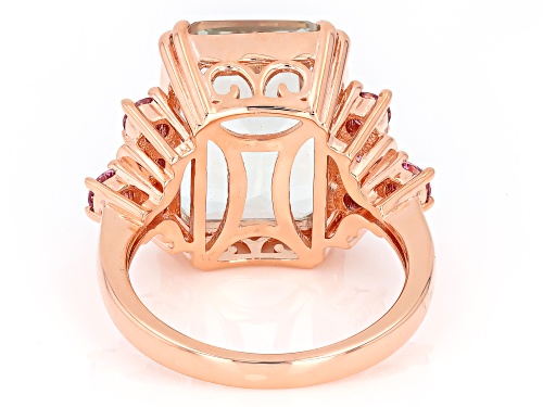 9.78ct Prasiolite With 0.68ctw Pink Moissanite Fire® 18k Rose Gold Over Sterling Silver Ring - Size 10