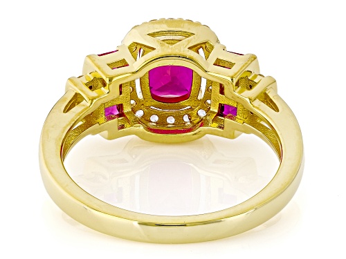 1.25ctw Lab Ruby With 0.25ctw Lab White Sapphire 18k Yellow Gold Over Sterling Silver Ring - Size 8