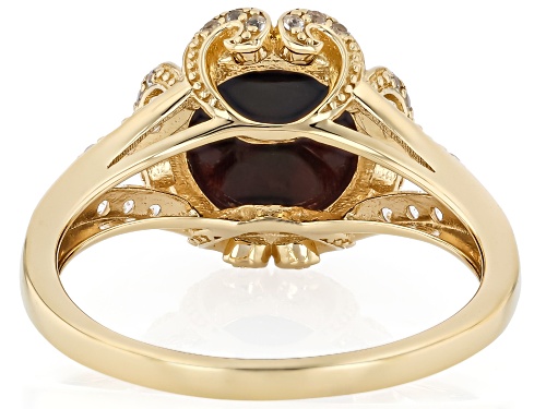 2.04ct Black Ethiopian Opal With 0.46ctw White Zircon 18k Yellow Gold Over Sterling Silver Ring - Size 8