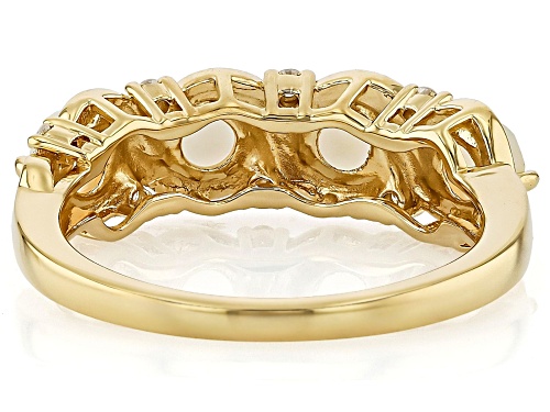 0.64ctw Ethiopian Opal With Moissanite Fire ® 18k Yellow Gold Over Sterling Silver Ring - Size 6