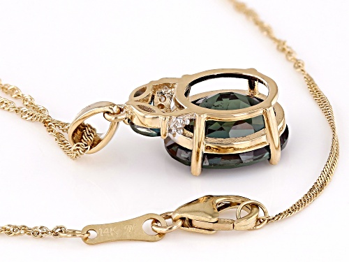 4.61ctw Oval & Marquise Lab Created Alexandrite, .05ctw Diamond Accent 14k Gold Pendant W/Chain