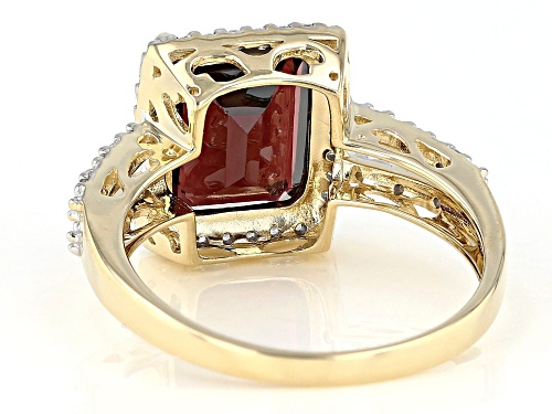 3.44ct Emerald Cut Vermelho Garnet™ With .23ctw  Round White Zircon 14k Yellow Gold Ring - Size 9