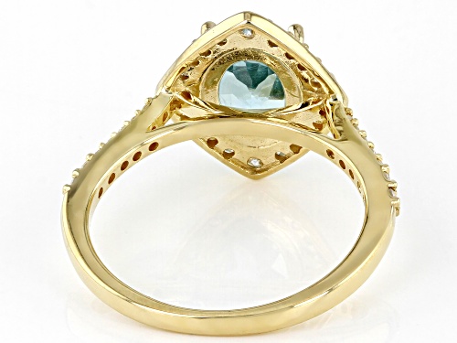 1.81ct Oval Apatite With 0.34ctw Round Accent  White Diamond 14k Yellow Gold Ring - Size 9